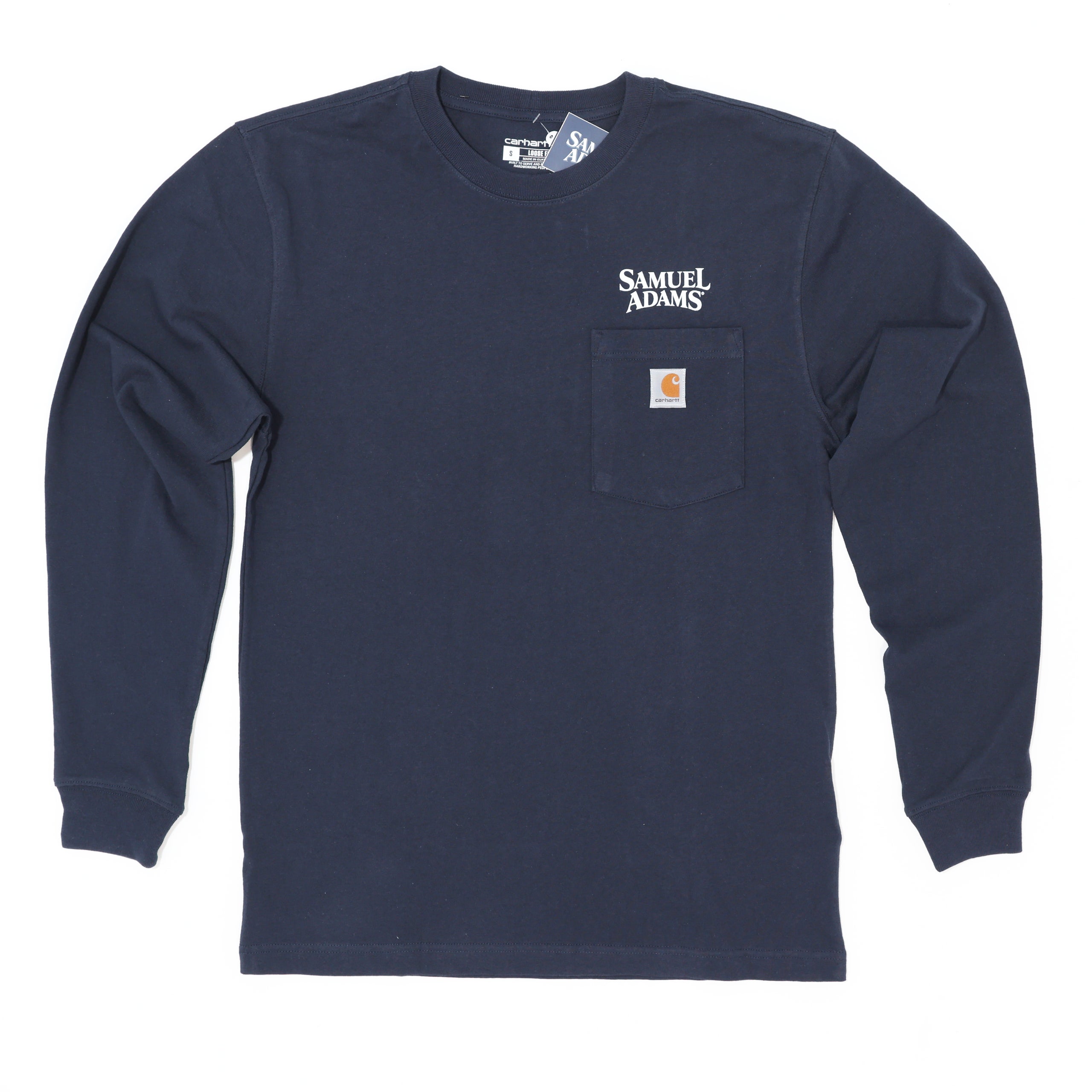 Navy Carhartt Long Sleeve Pocket Tee